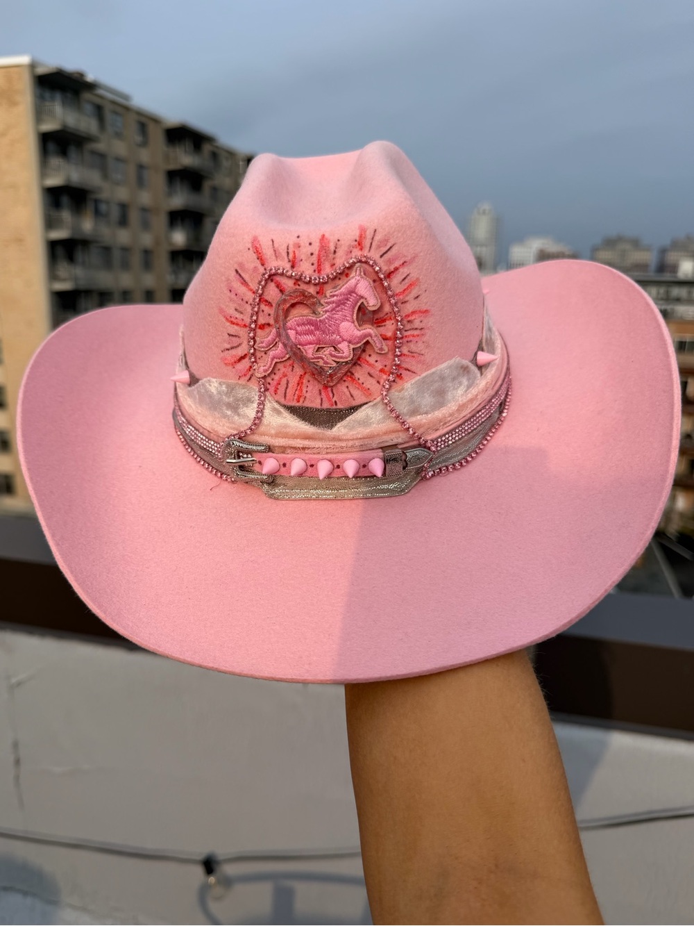 Pink Maximalist Wool Cowboy Hat, size 59